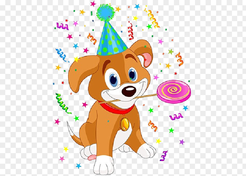 Cute Dog Puppy Golden Retriever Birthday Party Clip Art PNG