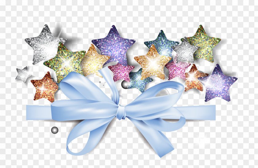Vector Bow Pentagram Christmas Decoration Star PNG