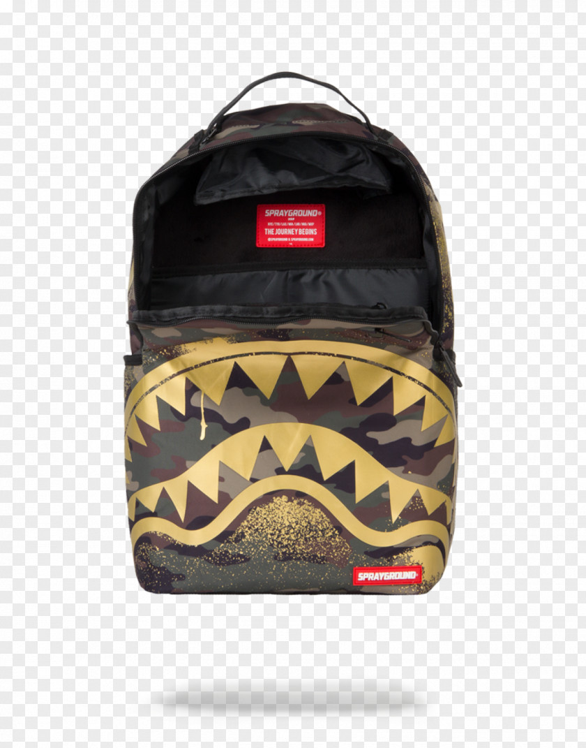Zipper Backpack Shark Bag Gold PNG