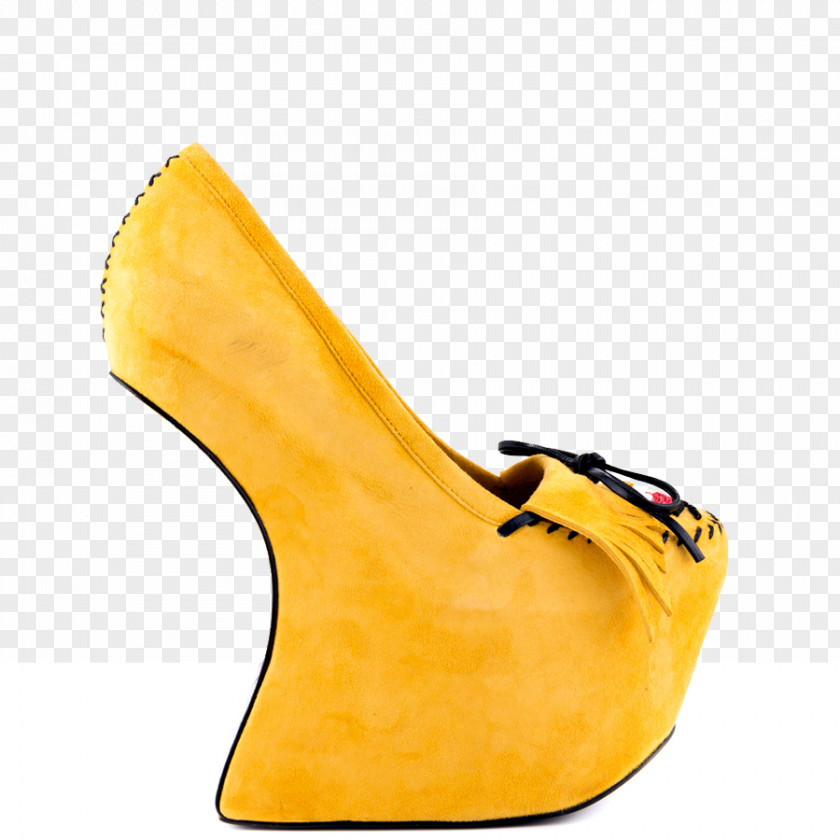 Woman Yellow High-heeled Shoe Mustard Suede PNG