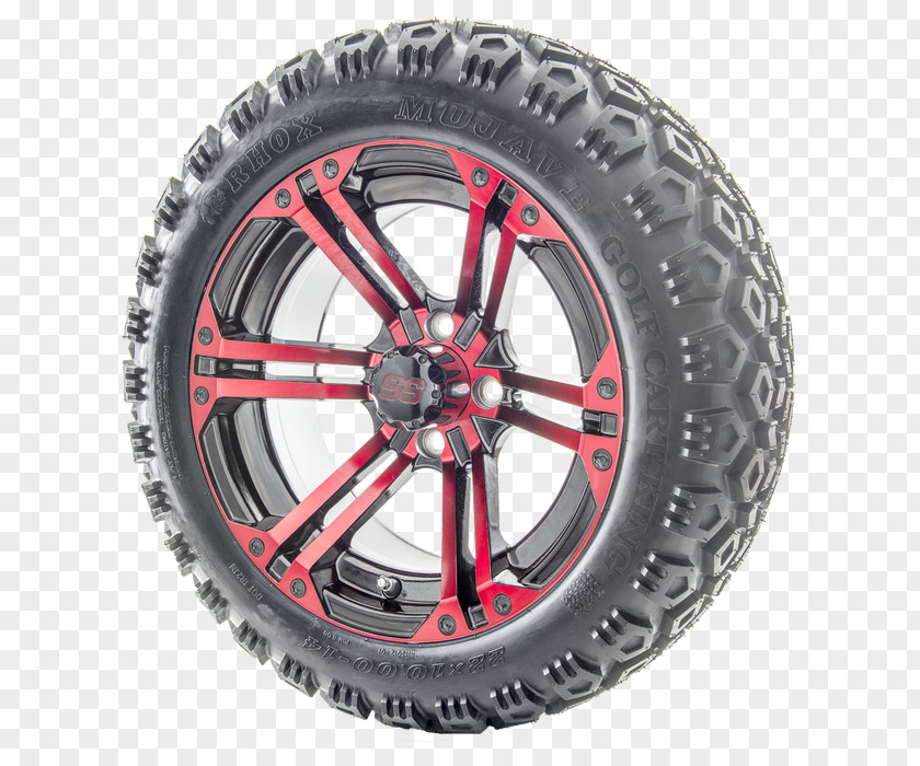 Black And Red Combination Tire Wheel Golf Buggies Spoke E-Z-GO PNG