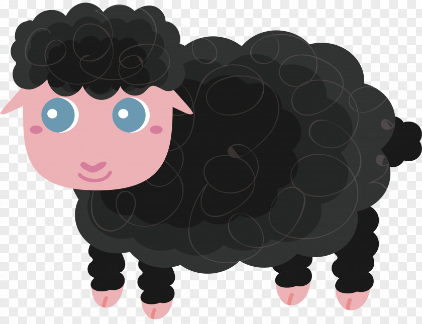 Cartoon Black Little Sheep Mazagran PNG