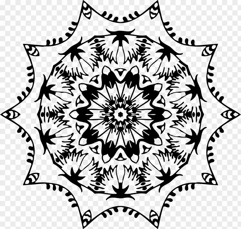 Patterns With Mandala Floral Design Ornament Monochrome Clip Art PNG