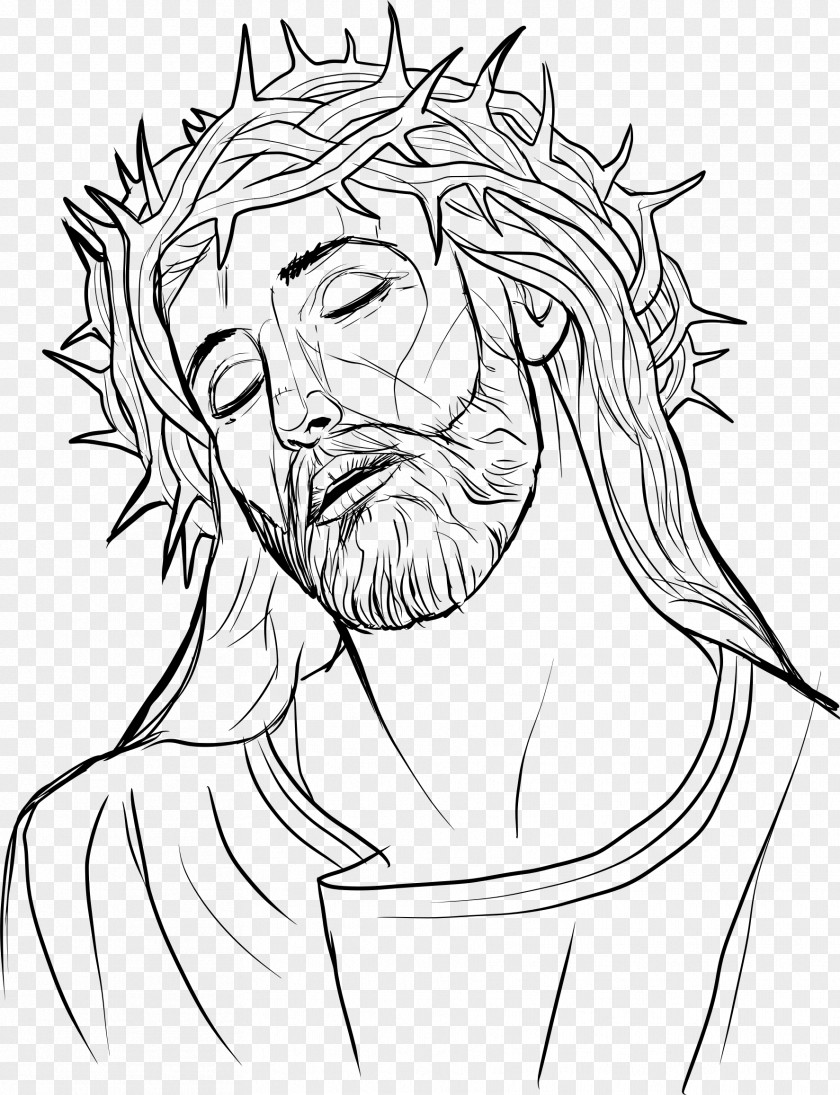 Jesus Drawing Crown Of Thorns Line Art Religion PNG