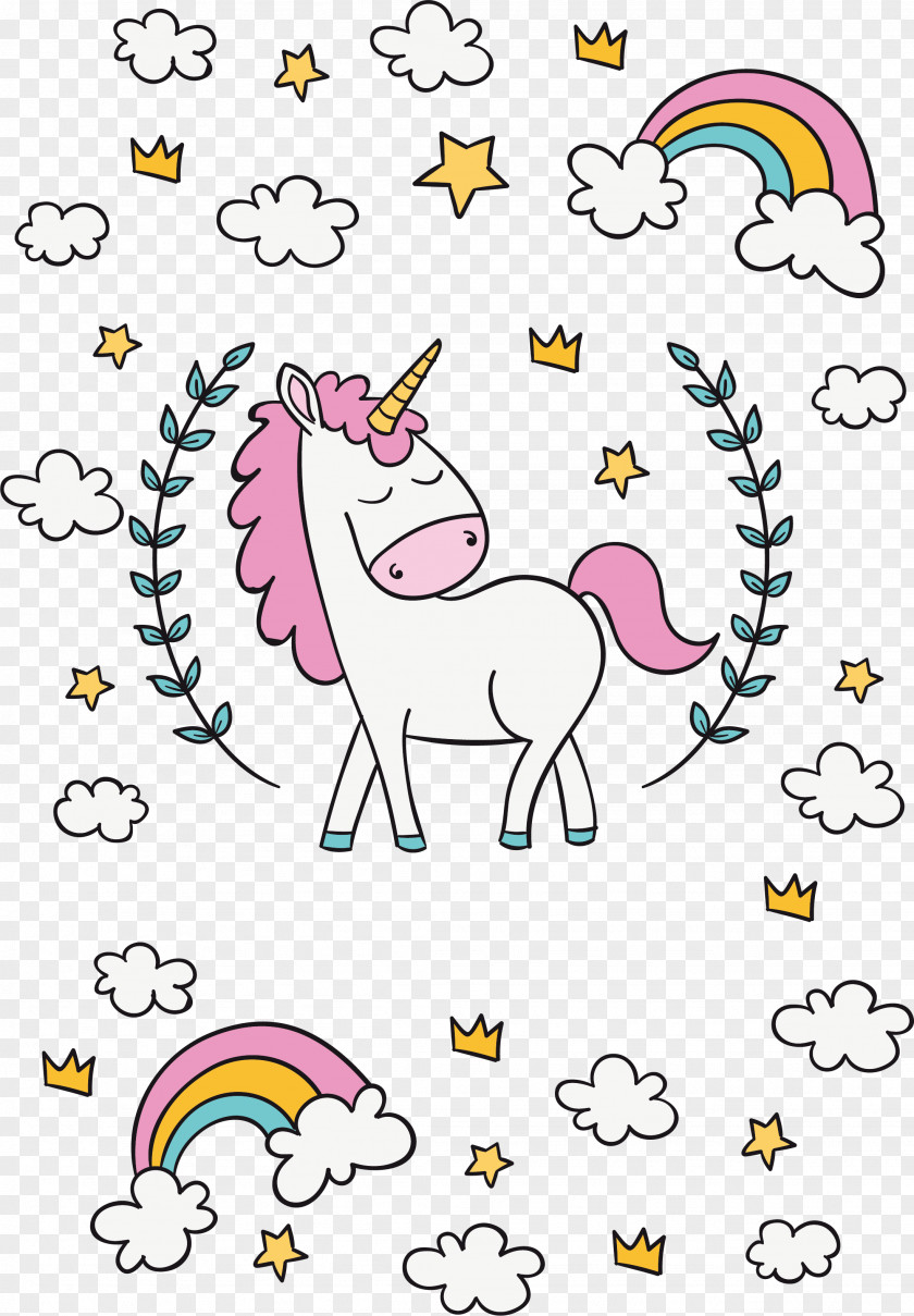 The Unicorn Under Rainbow Clip Art PNG