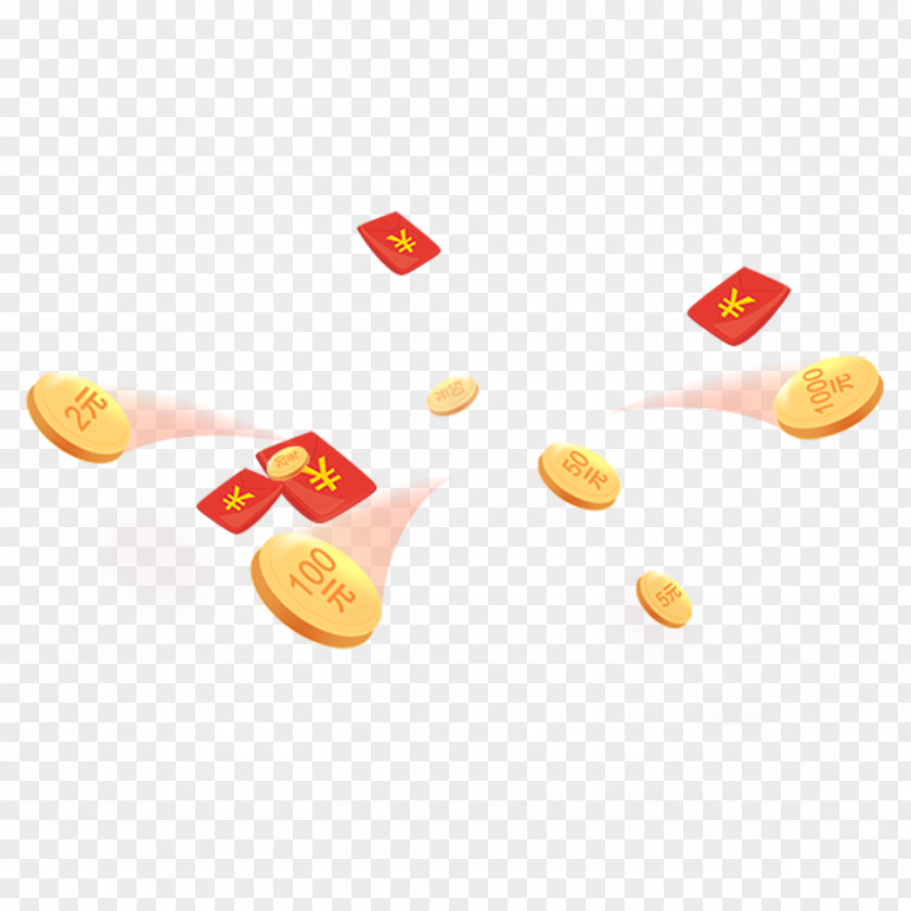 Gold Red Envelope Floating Material Coin PNG