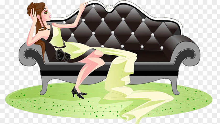 Beauty Model Couch Gratis PNG