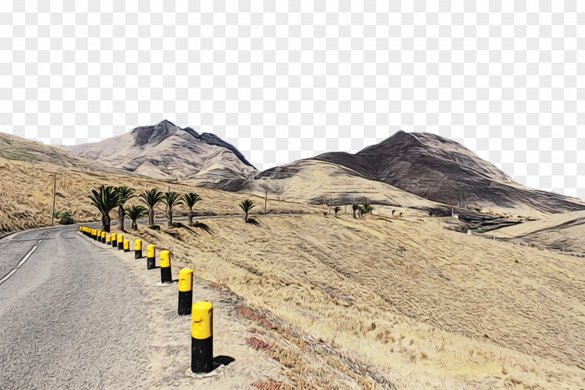 Geological Phenomenon Hill Road Mountainous Landforms Asphalt Yellow Mountain PNG