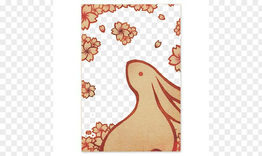 Bunny Painted Japanese Cuisine Drawing Paper Postcard Illustration PNG
