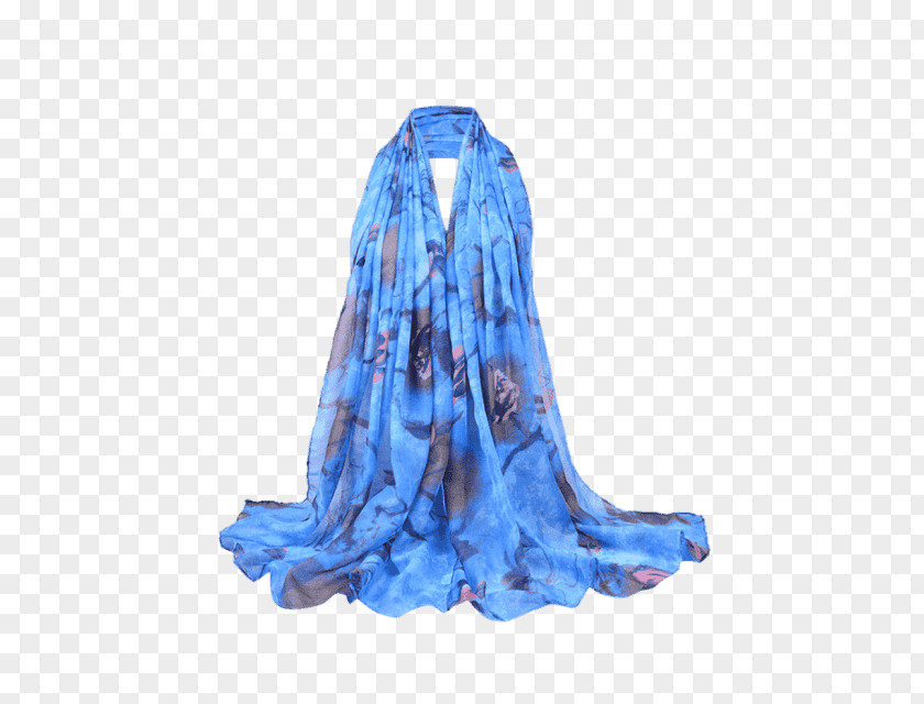 Blue Scarf Cobalt Silk PNG
