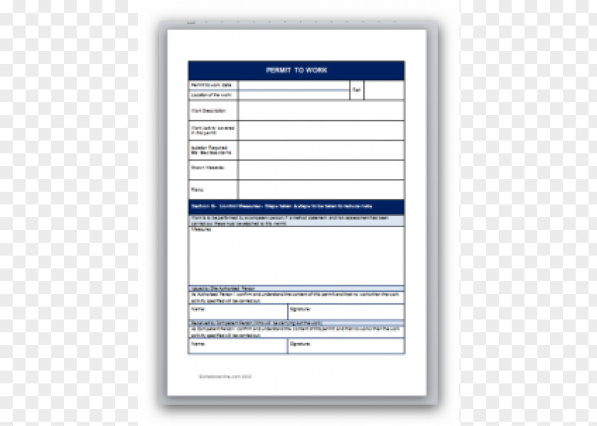 Permit Document Template To Work Computer Software PNG