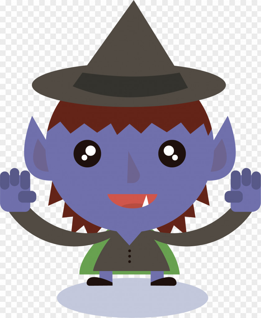 Vector Hand-painted Purple Fangs Monster Halloween Jack-o-lantern Illustration PNG