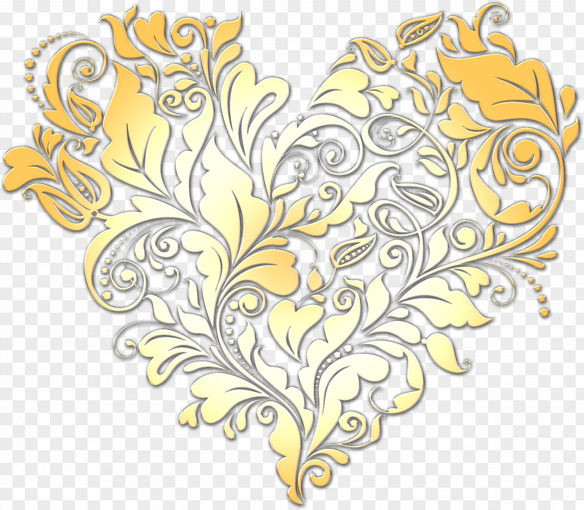 GOLDEN HEART Visual Arts Floral Design PNG