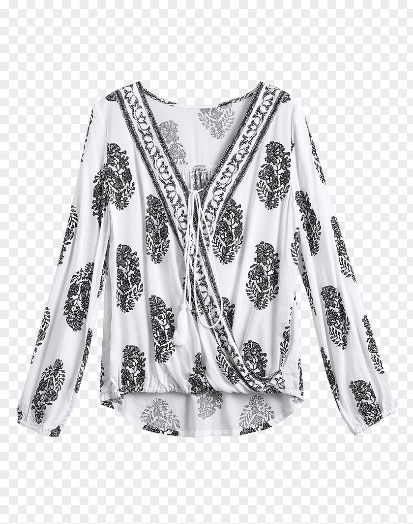 Neck Wraps Blouse Long-sleeved T-shirt Shoulder PNG