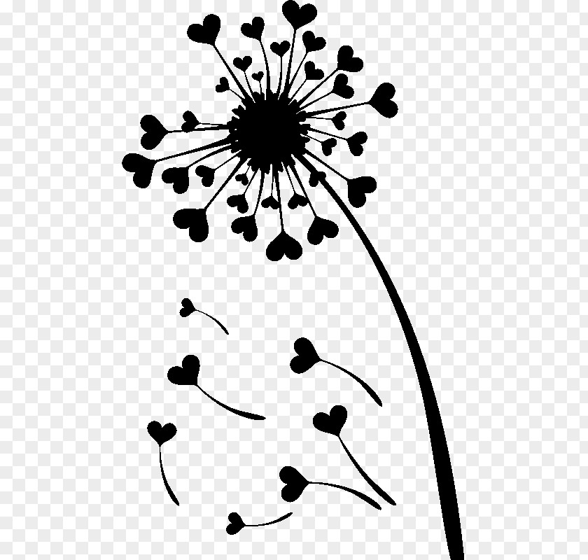 Silhouette Common Dandelion Wall Decal PNG