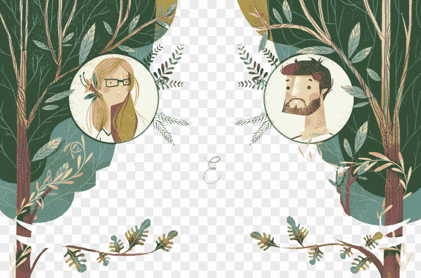 Trees Wedding Invitation Marriage Convite Illustration PNG
