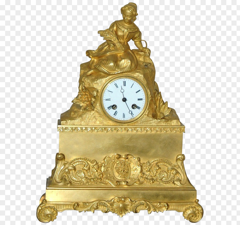 Clock Mantel Antique Movement Fireplace PNG