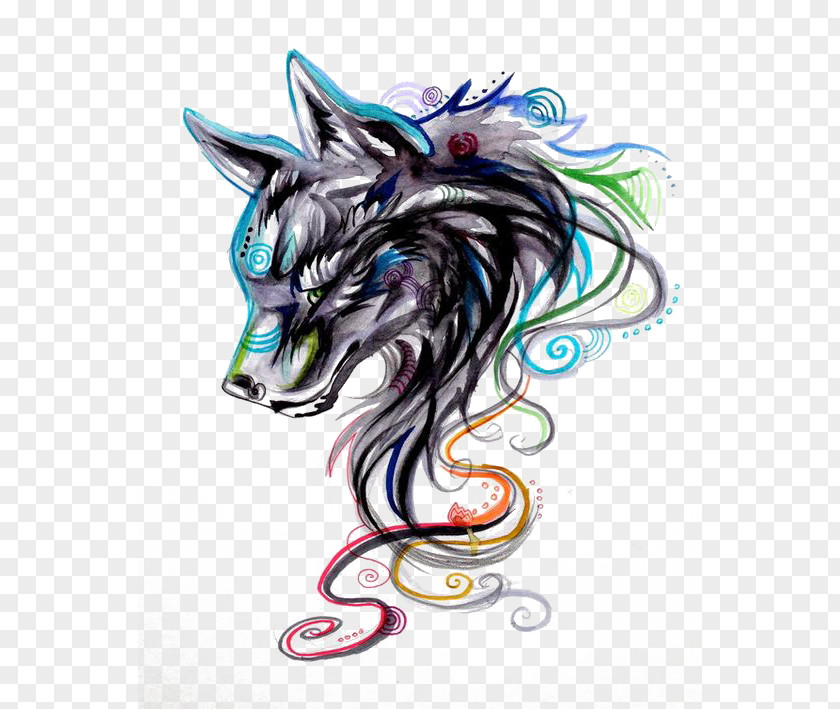 Gray Wolf Tattoo Body Art Drawing Idea PNG wolf art Idea, Wolf, white head illustration clipart PNG