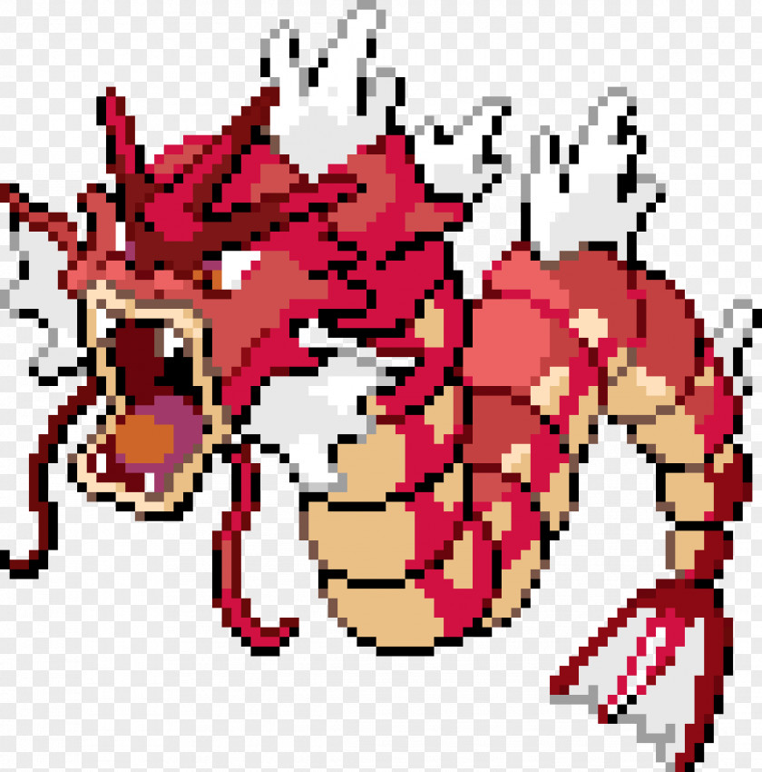 Pikachu Pokémon Red And Blue Yellow Gyarados Pixel Art PNG