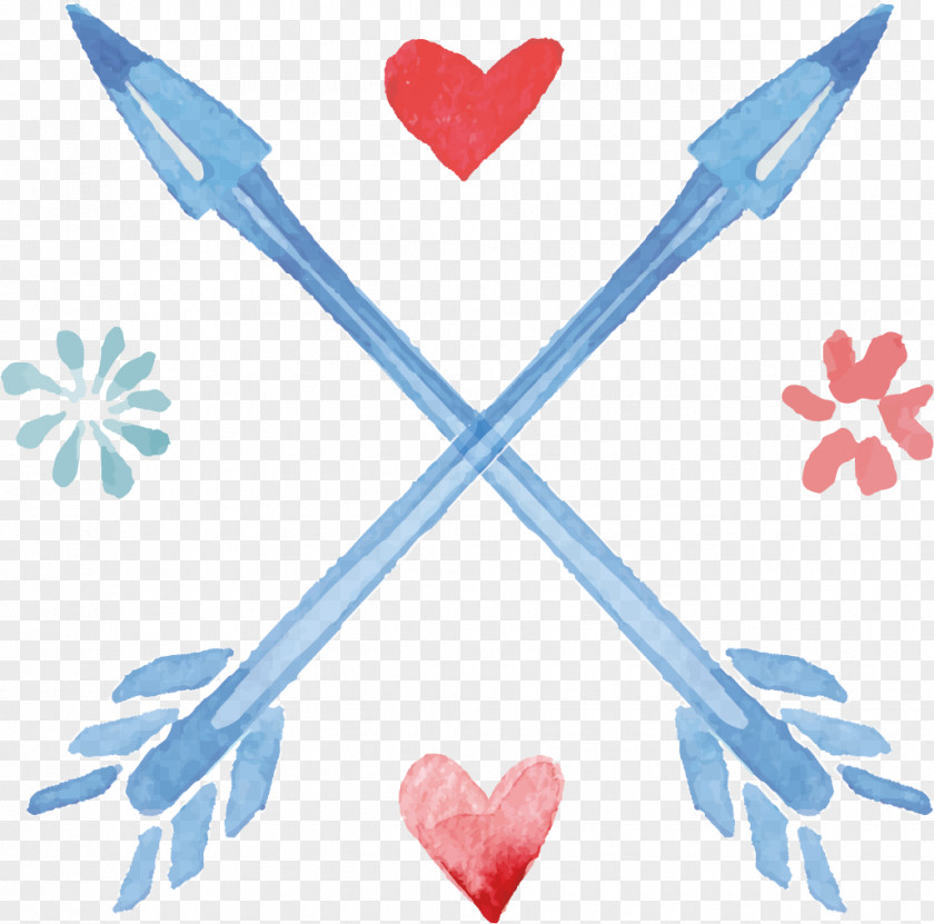 Vector Creative Hand-painted Watercolor Married Cupid Arrow Clip Art PNG