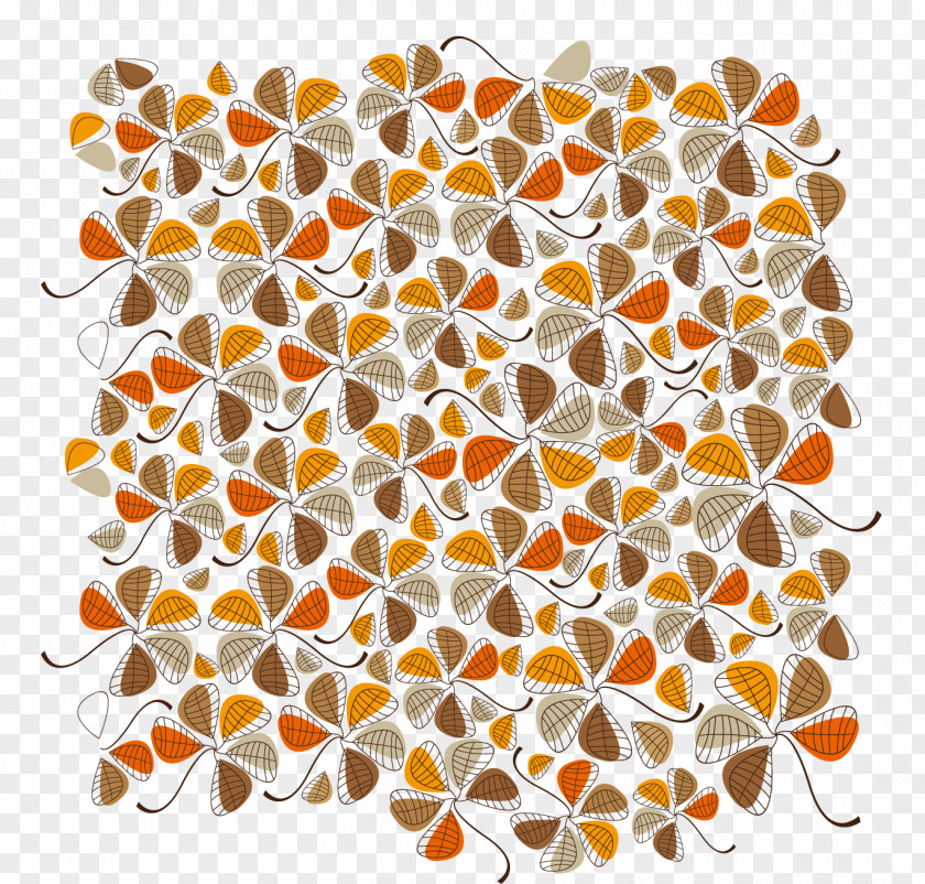 Vector Five Leaves Grass Background Autumn Pattern PNG