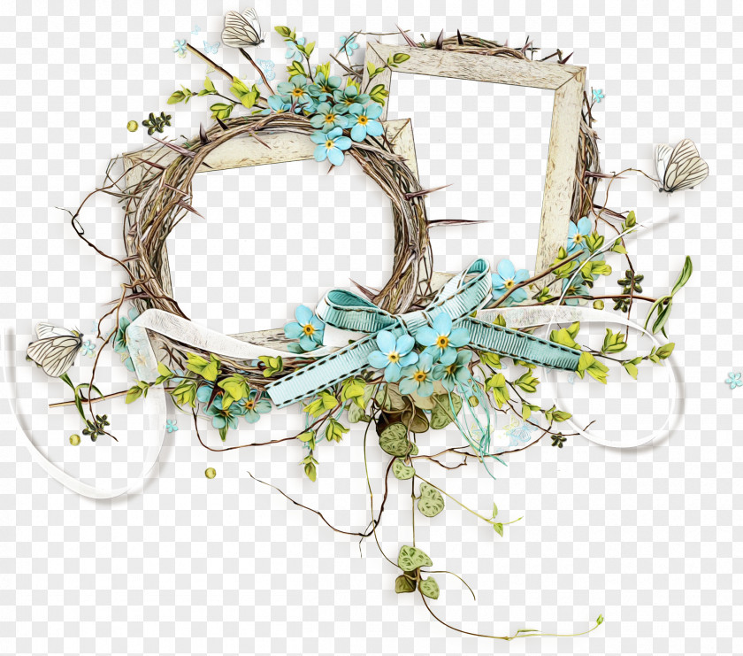 Christmas Decoration Wildflower Watercolor Wreath PNG