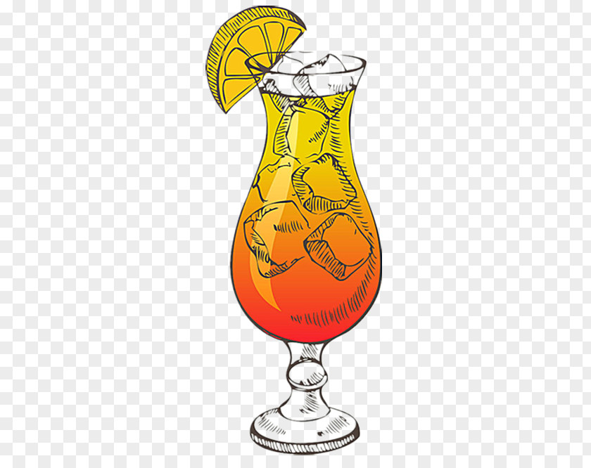 Great Ice Orange Cocktail Tequila Sunrise Liqueur Retro Style PNG