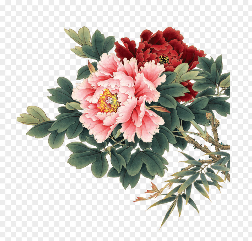 Blumen Ornament Chinese Painting Gongbi Peony PNG