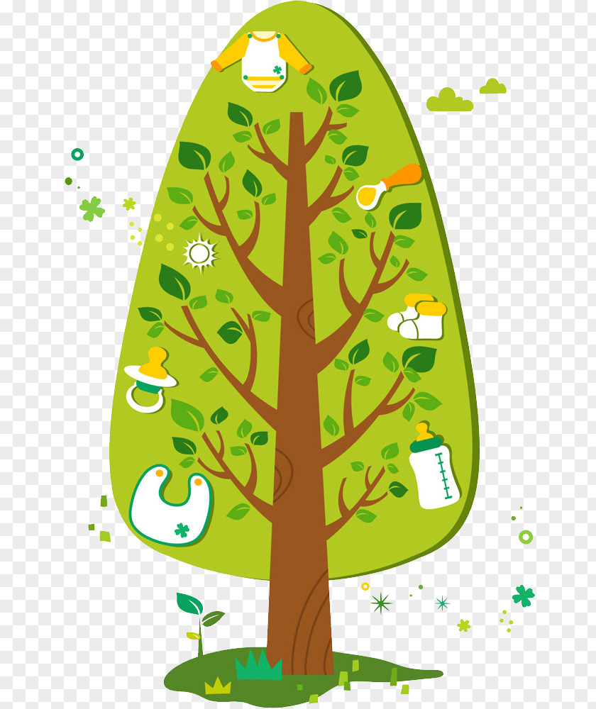 Bottle Tree Sun Leaves Sticker Wall Decal PNG