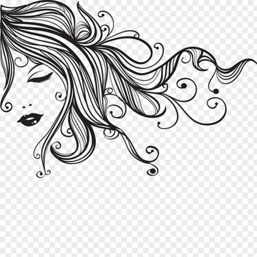 Line Woman Hair Drawing Illustration PNG