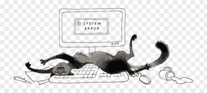 Vector Computer In Front Of The Cat PNG