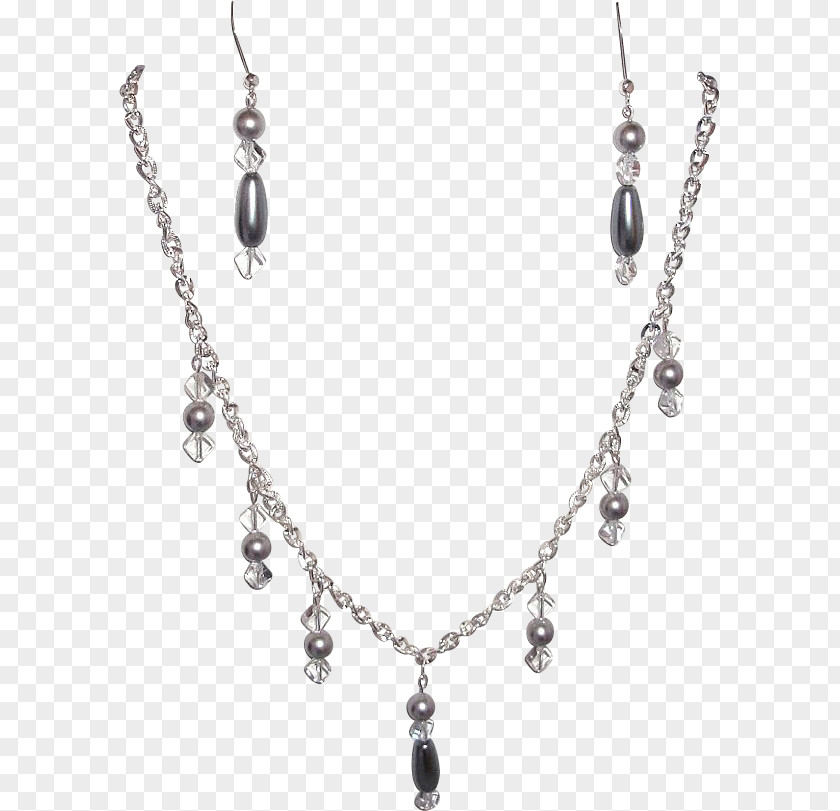 White Pearl Chain Earring Jewellery Necklace Clothing Accessories Silver PNG