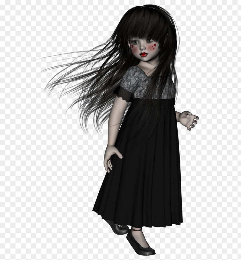 Doll Black Hair Brown Wig PNG
