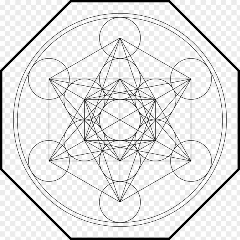 Metatron Metatron's Cube Sacred Geometry Overlapping Circles Grid PNG