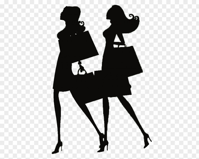 Two Women In Black Silhouette Cartoon Creative Animation Female Fashion Drawing PNG