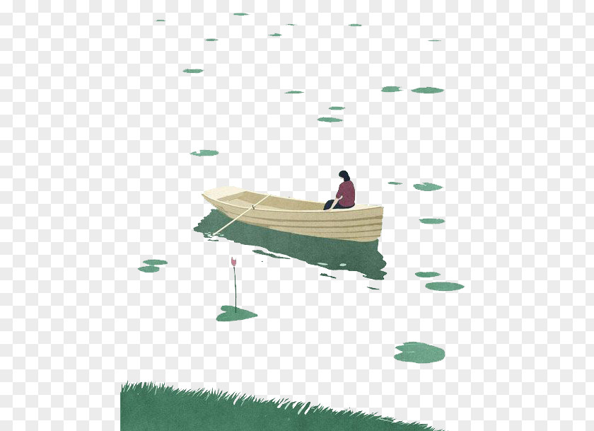 Boat People Sitting On The Water Illustration PNG