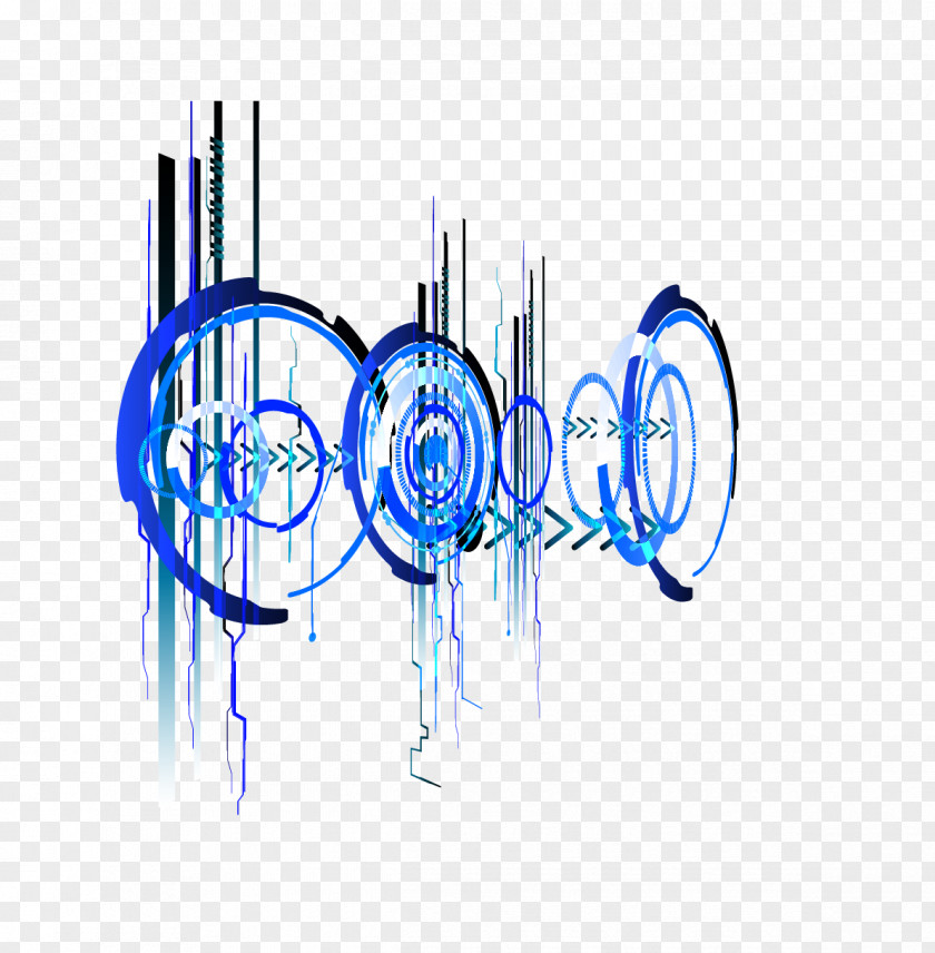 Science And Technology Blue Circle Frame PNG