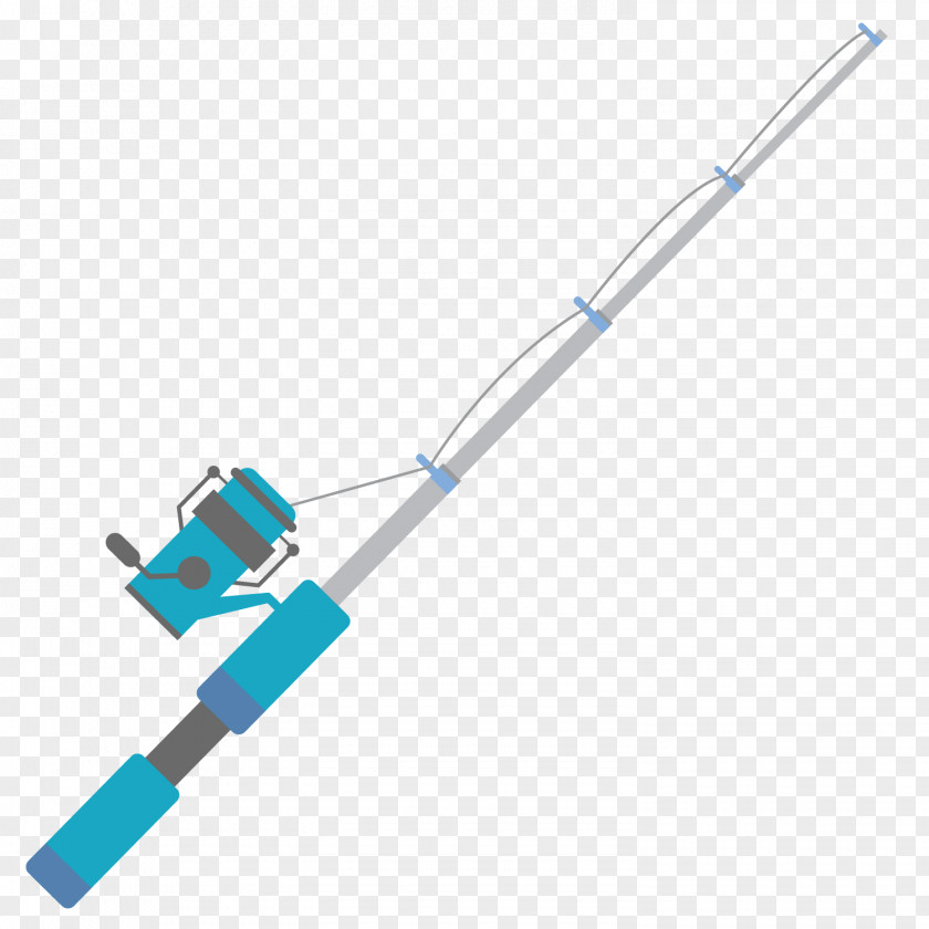 Vector Cartoon Blue Fishing Tools Rod Angling PNG
