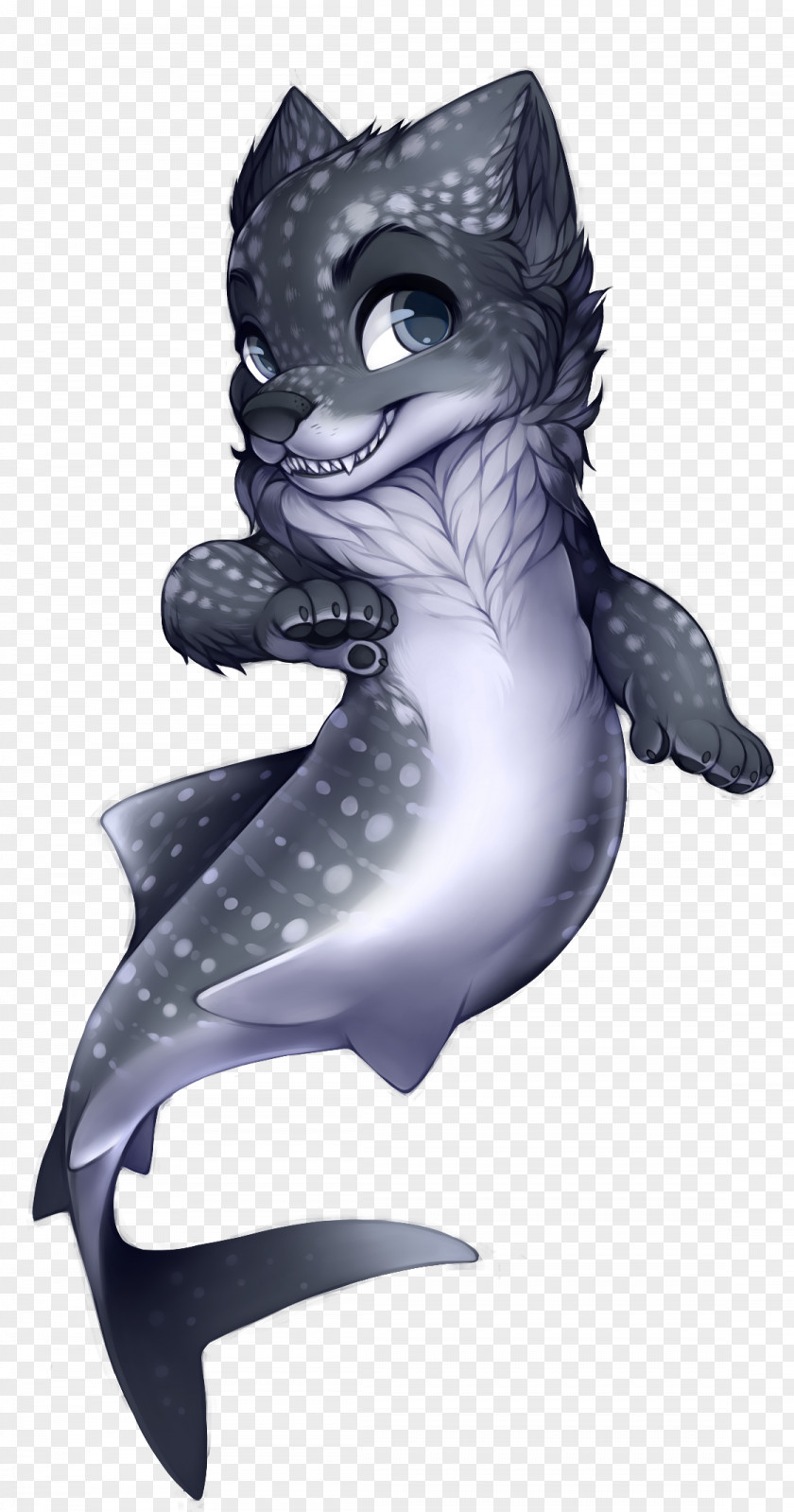 Cat Gray Wolf Mermaid Black Tail PNG