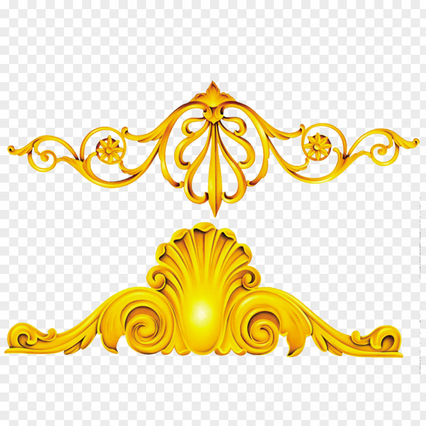 Gold Frame Decorative Patterns Material PNG
