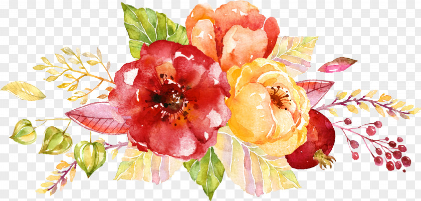 Wedding Invitation Flower Autumn Watercolor Painting PNG invitation painting , Spring flowers decorative berries, orange, red, and yellow clipart PNG