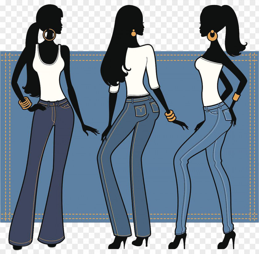 Bellbottoms Model Jeans Denim Pants Illustration PNG