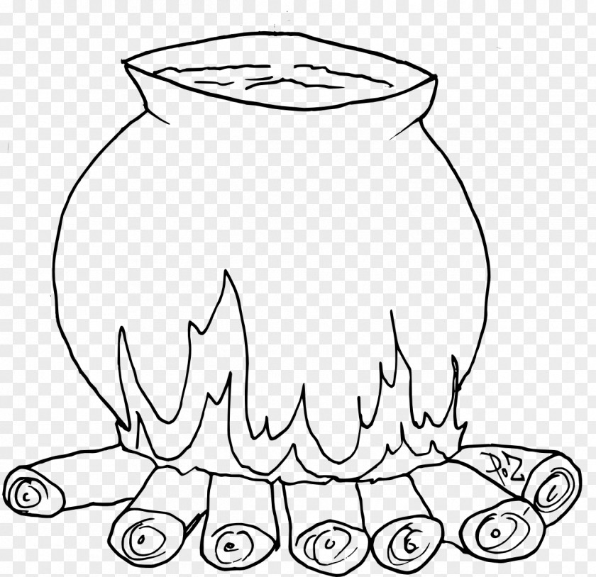 Witch Drawing Coloring Book Line Art Cauldron PNG