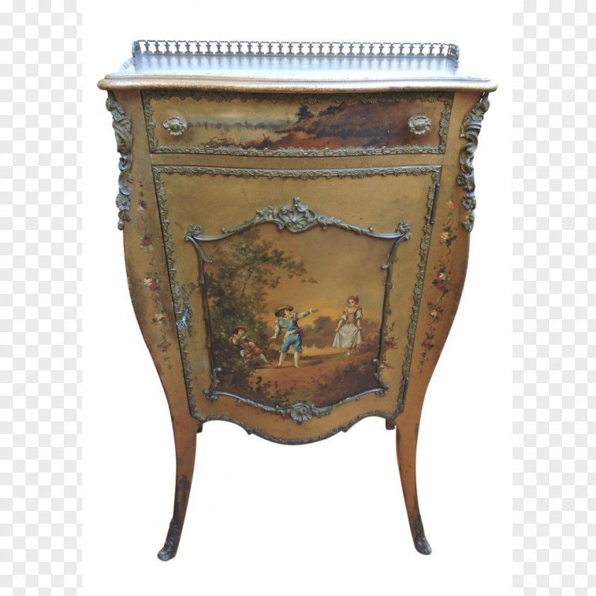 Beautifully Hand Painted Architectural Monuments Bedside Tables Furniture Bernardi's Antiques PNG