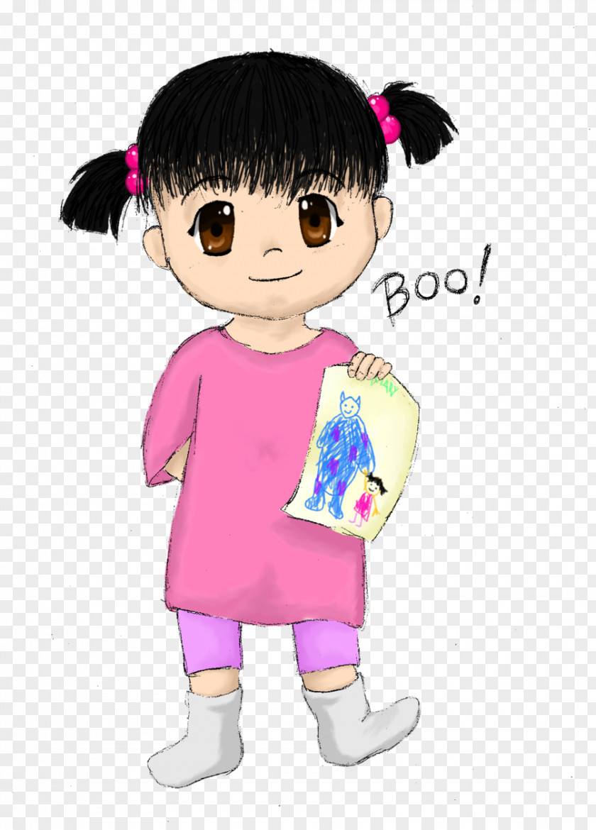 Boo Streamer Clip Art Illustration Black Hair Brown Doll PNG