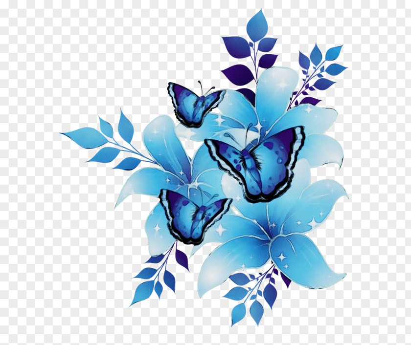 Butterfly Gentian Family Blue Flower Borders And Frames PNG