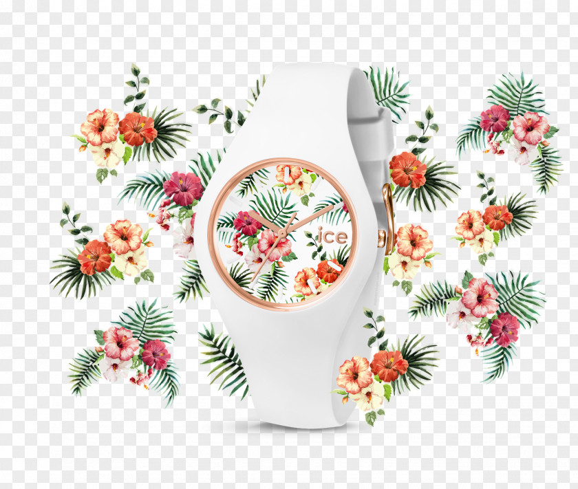 Flower Ice Watch Bracelet Clock PNG