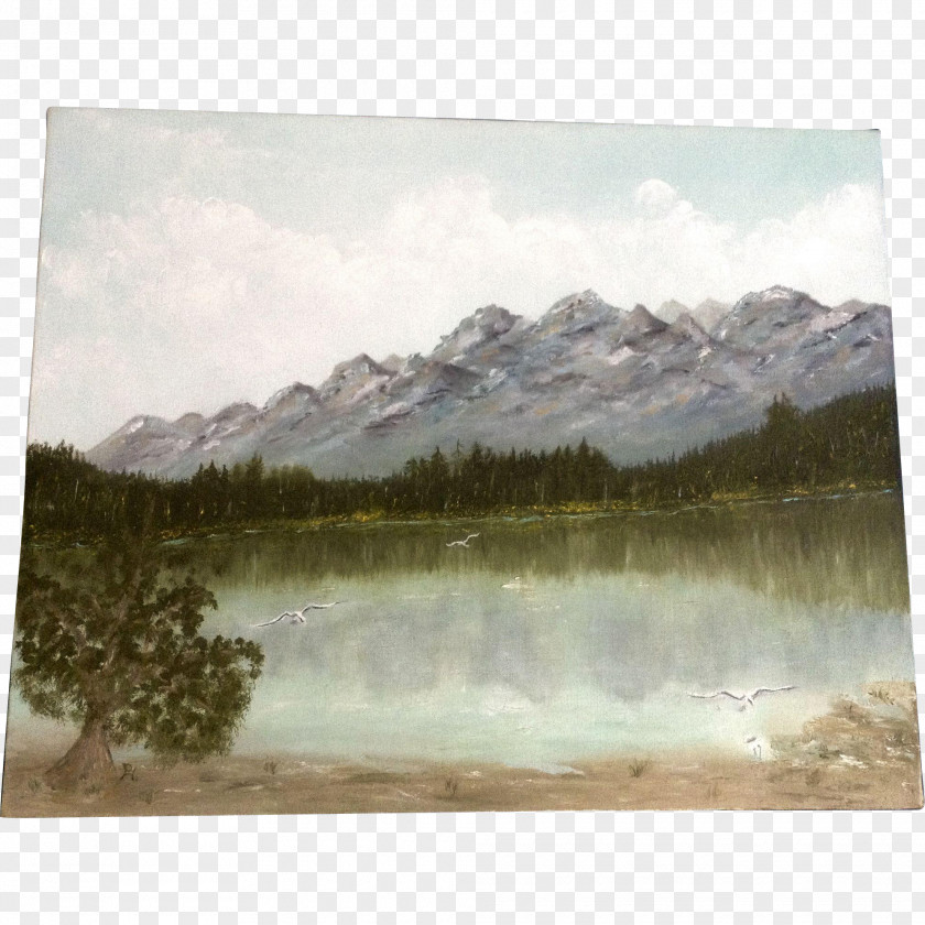 Hand-painted Mountain Landscape Painting Watercolor Loch Inlet Lake District PNG