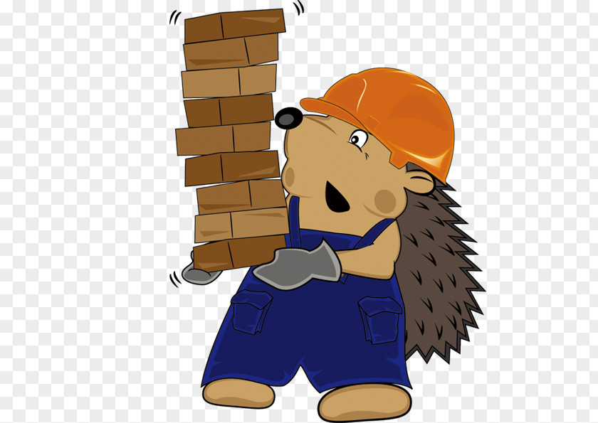 Hedgehog Worker Tile Brick Cartoon Animation PNG