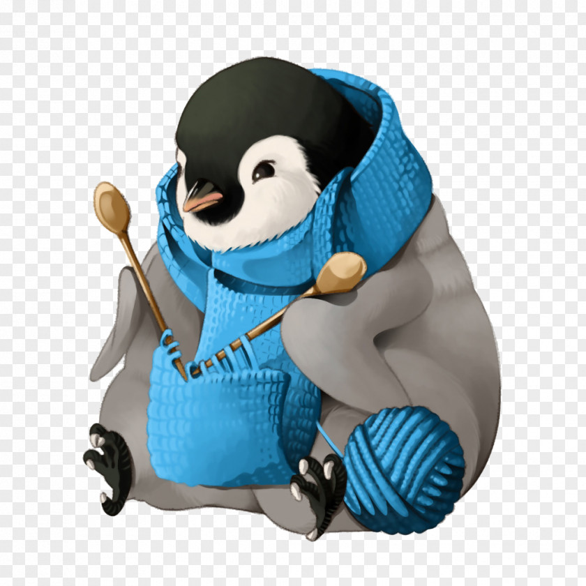 Cartoon Penguin Knitting Whats This? PNG